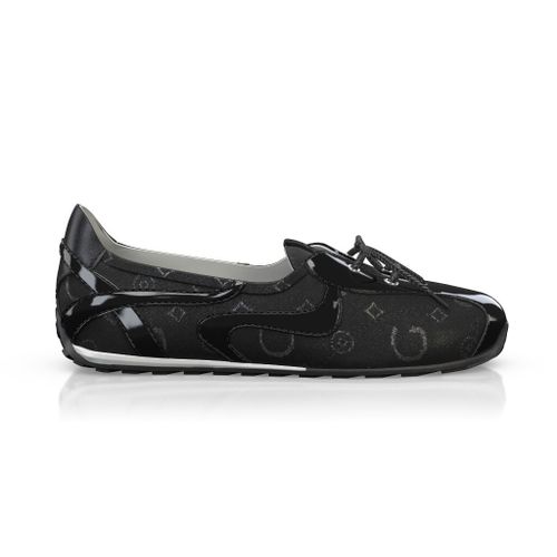 Ballerines de sport Femme Faites main en Italie en Cuir Noir - Sur Mesure, Petit, Enfiler - GIROTTI