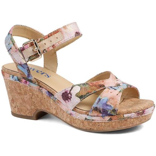Pavers Women's Patterned Cork Wedge Platform Sanda