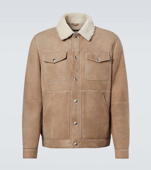 Shearling-trimmed suede jacket