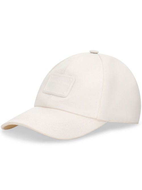 Logo-appliqué cotton cap - White