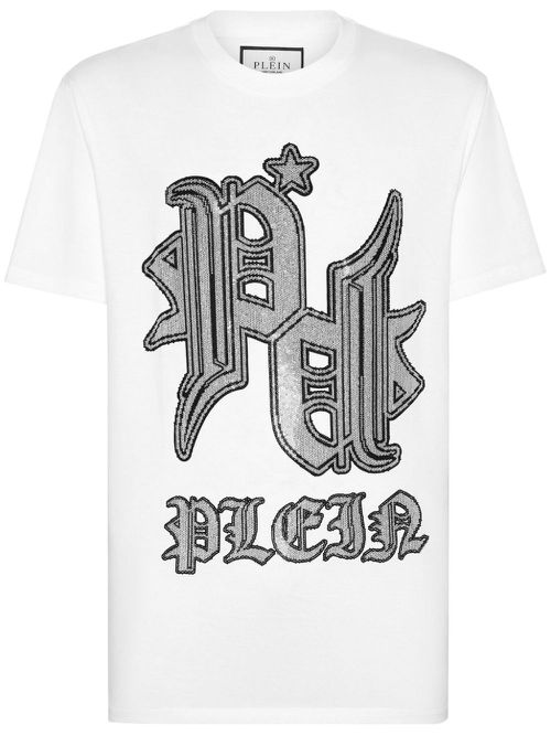 Tattoo rhinestone-embellished T-shirt - White