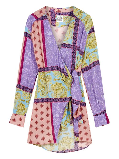 Donde Esteban panelled wrap mini dress - Purple