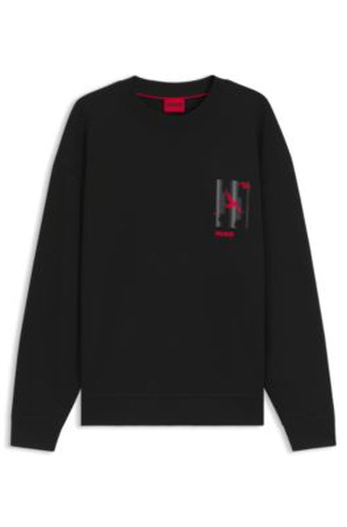 HUGO Bird-artwork sweatshirt in cotton terry - Black Men's All Clothing