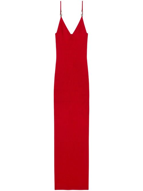 Safety pin suspender midi dress - Red