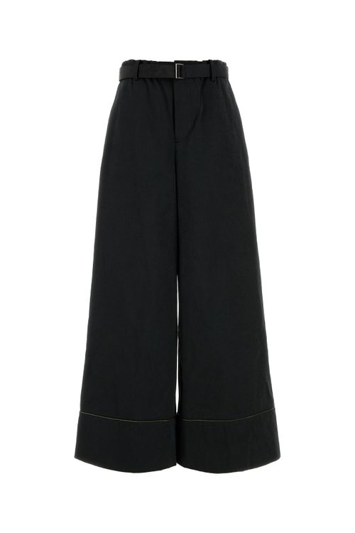 Wide-Leg Tailored Trousers — Black