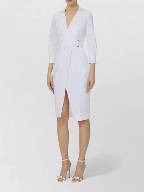 Elisabetta Franchi - silk wrap dress belt waist v neck