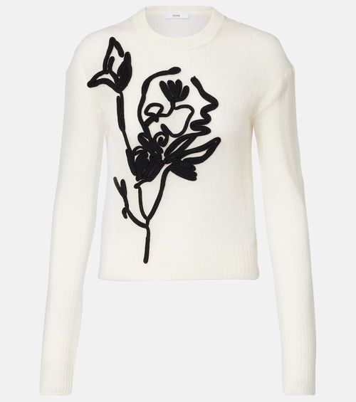 Embroidered alpaca and wool-blend sweater