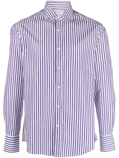 Striped long-sleeve cotton shirt - Purple