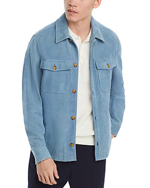 Perforated Suede Shirt Jacket