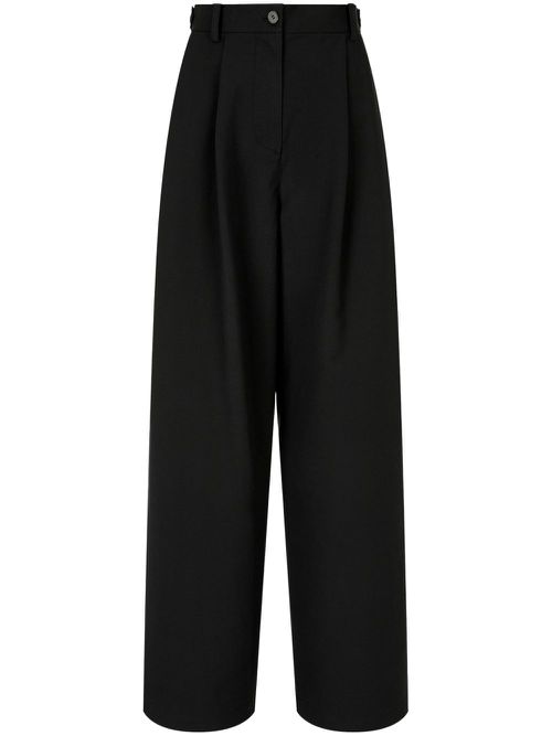 Rear-pocket two-tuck trousers - Black
