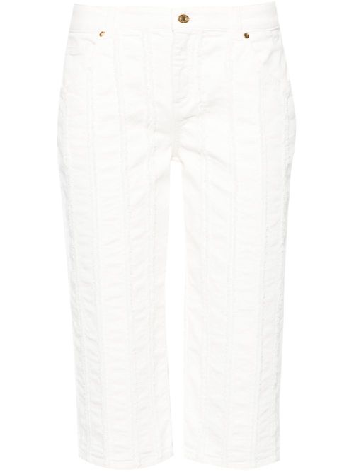 Raw-cut detailed cropped trousers - White