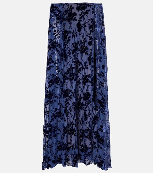 Caped off-shoulder jacquard maxi dress