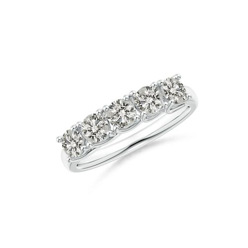 Angara 1.0 Carat Half Eternity Five Stone Diamond Wedding Band in 18K White Gold