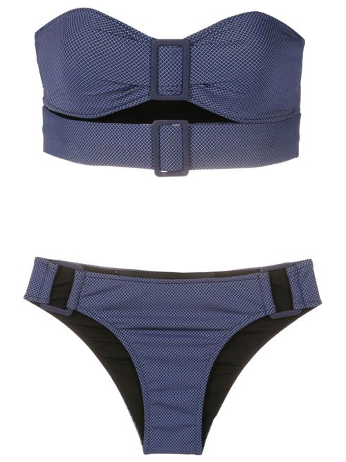 Buckle-detail bandeau bikini - Blue