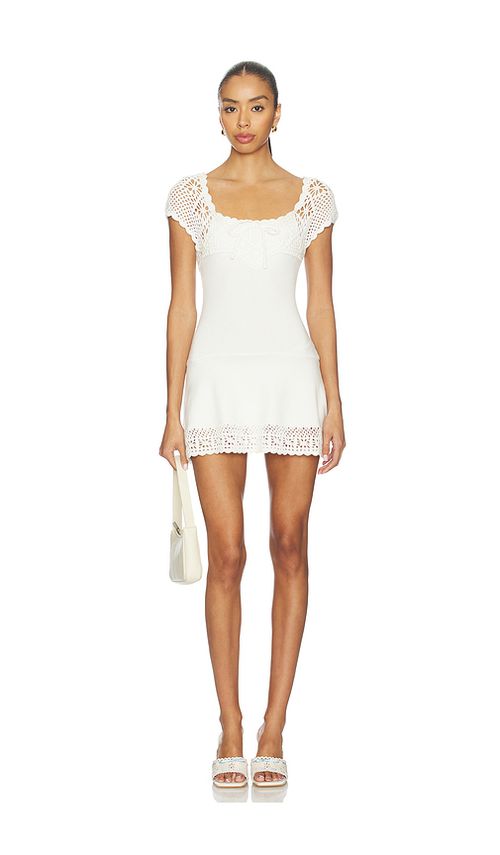 Frankies Bikinis Lover Cloud Knit Mini Dress in Grey,Pink. XS. Also in
