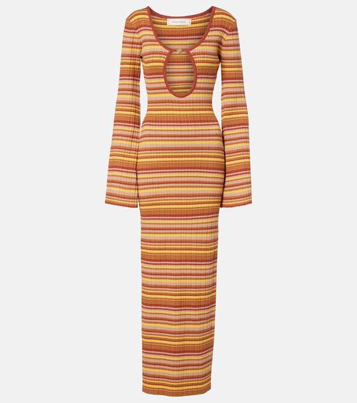 Rey cutout ribbed-knit striped maxi dress
