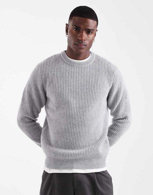 Presidio texture knit jumper in grey marl