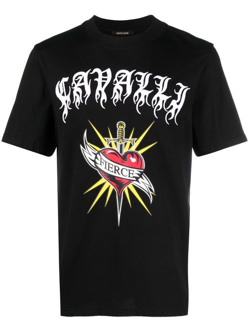 Fierce print short-sleeve T-shirt - Black