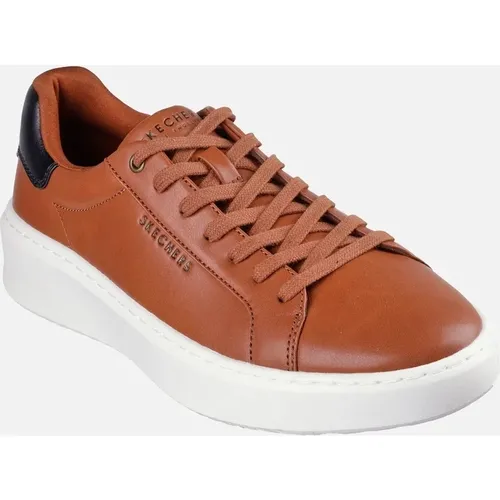 Men's Skechers Court Break Suit Sneaker Synthetic Men's Cognac Trainers - Brown - Size: 10