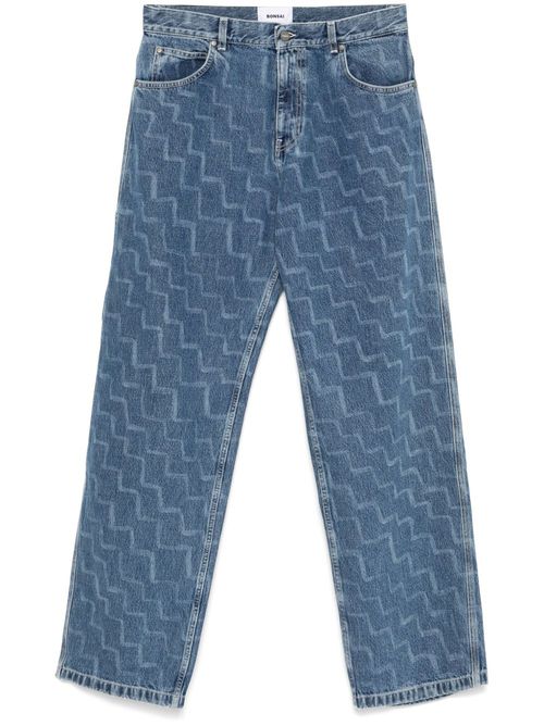 Zigzag-print jeans - Blue