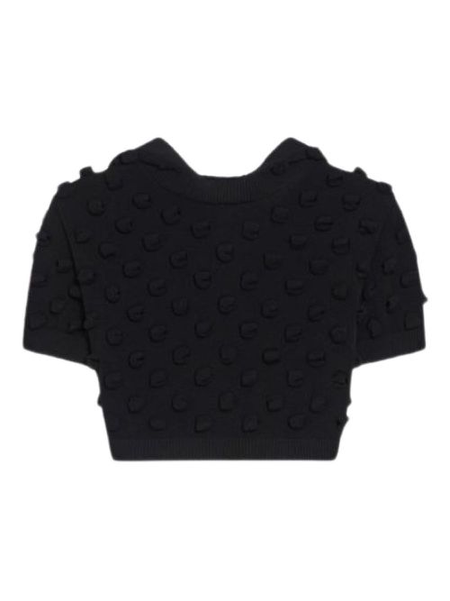 Appliqué-detail top - Black