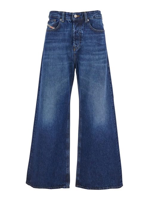 D-sire 1996 Blue Jeans With Wide Leg And Logo Patch On The Rear In Denim Woman