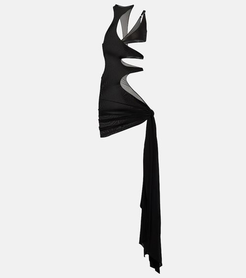 Asymmetric cutout crêpe beach dress