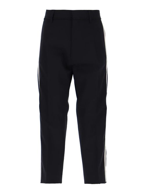 Cropped wool trousers with contrasting bands