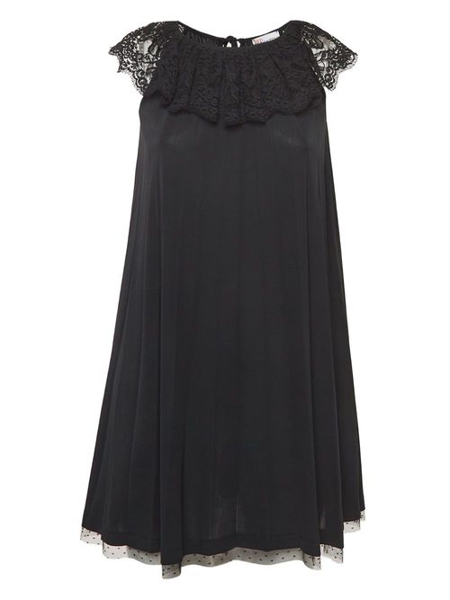 Lace-embellished mini dress - Black