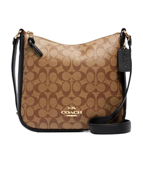 Brown logo jacquard crossbody bag