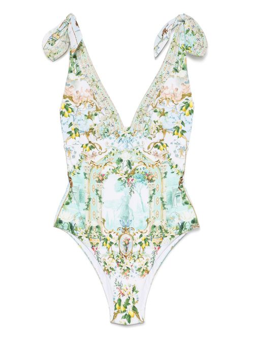 Graphic-print swimsuit - Blue