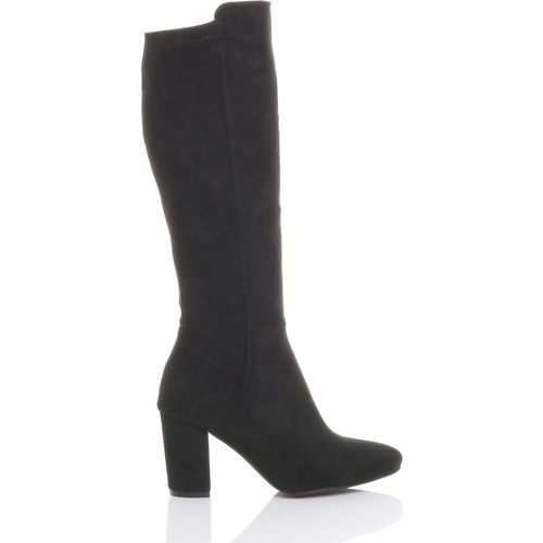 High Block Heel Stretchy Calf  Calf Boots
