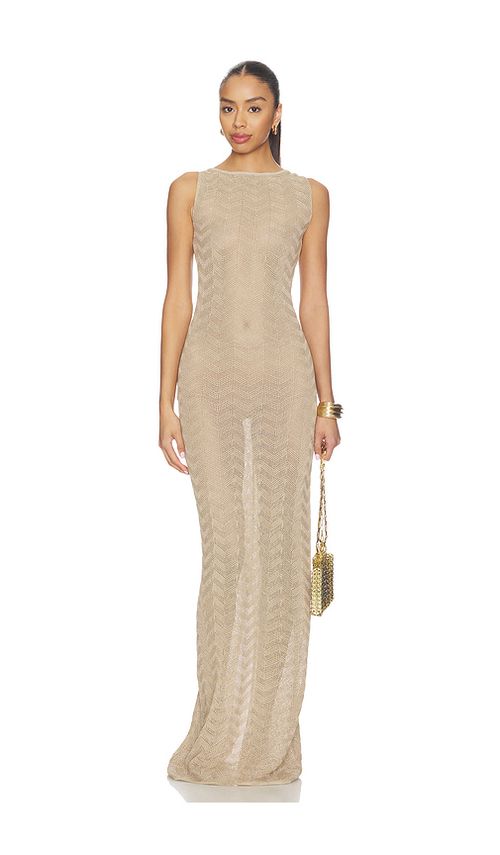 Bananhot Corin Maxi Dress in Metallic Gold. M/L. Also in