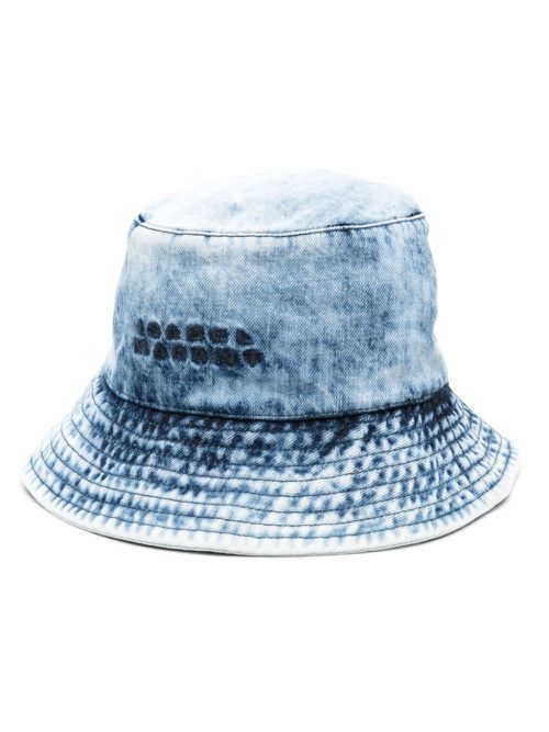Logo-embroidered denim bucket hat - Blue