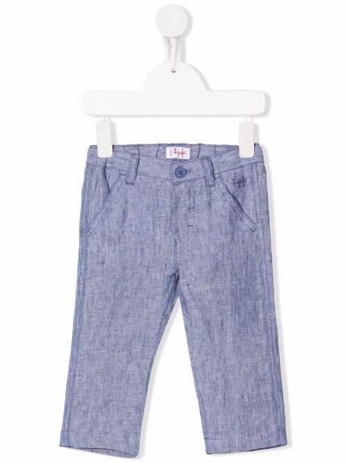 Embroidered-logo detail trousers - Blue
