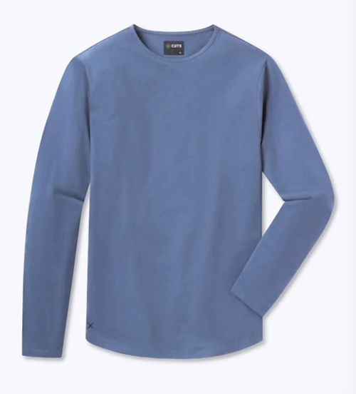 Men's Ao Long Sleeve Curve Hem Tee In Stratus