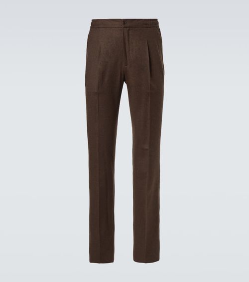 Virgin wool flannel tapered pants
