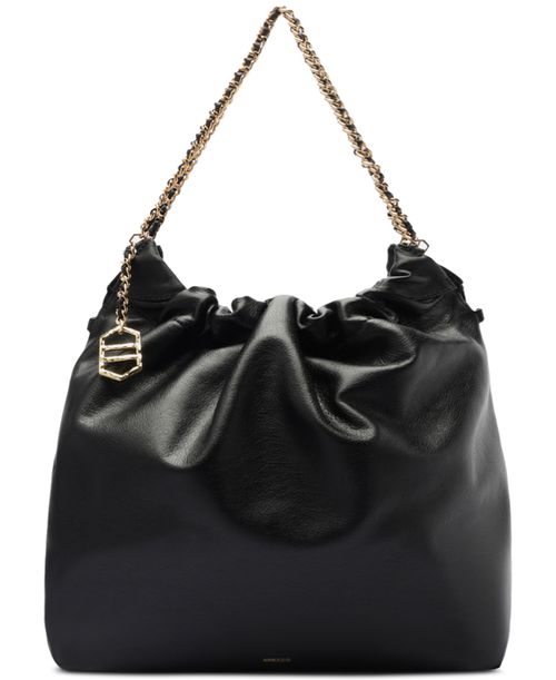 Elizabeth Extra Large Leather Bucket Handbag - Black