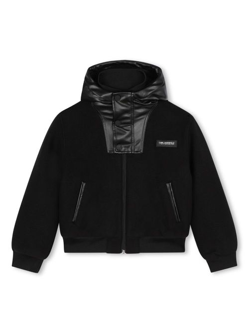 Logo-patch hooded jacket - Black