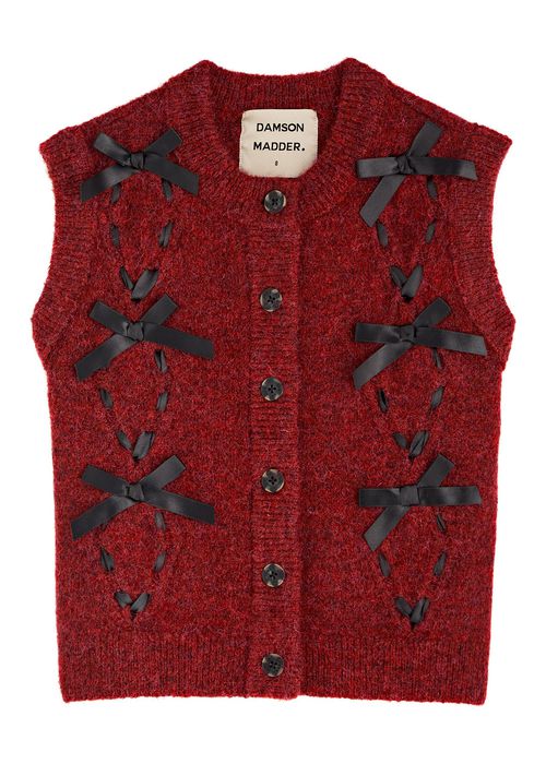 Aggie Bow-embellished Knitted Vest