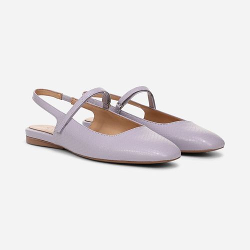 Connie Mary Jane Slingback Flat Shoes, Helio Lilac Snake Fuax Leather