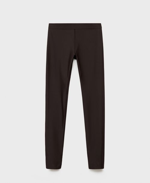 Women's Zipper Leggings - Brown
