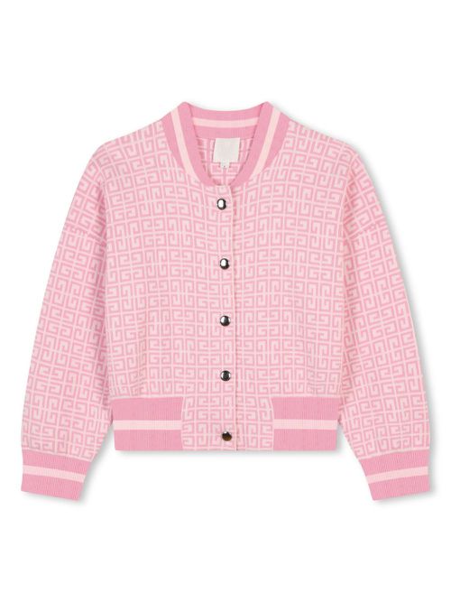 4G-jacquard press-stud cardigan - Pink