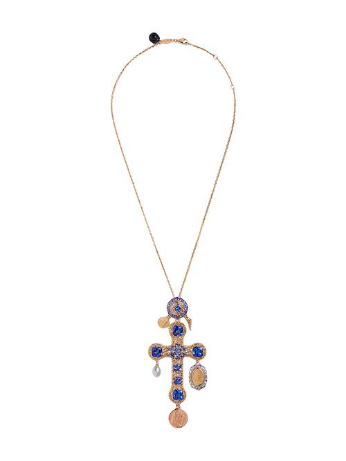 18kt yellow gold Tradition cross pendant necklace