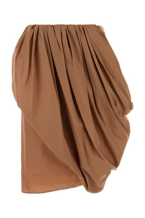 Gathered Cotton Skirt — Beige