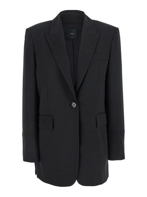 Kamut Black Single-breasted Jacket With Peak Revers In Viscose Blend Stretch Woman