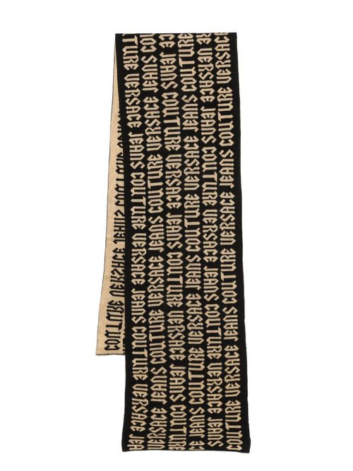 Intarsia-logo scarf - Black