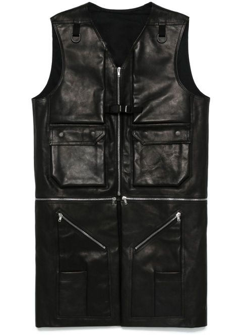 Utility leather vest - Black