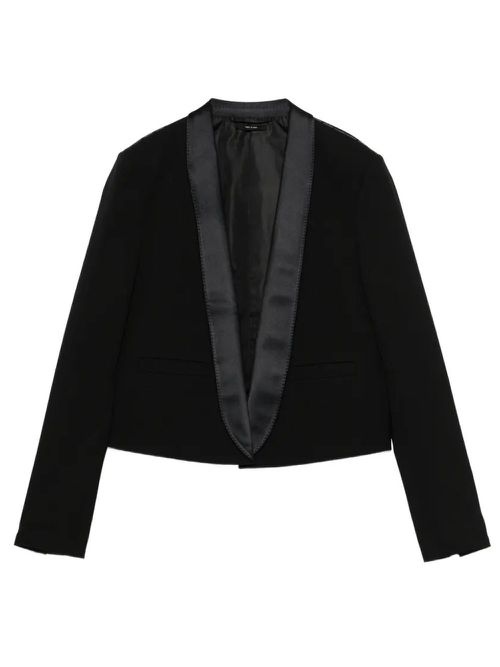 Bi-Color Single Breasted Shawl Lapel Cropped Tuxedo Jacket