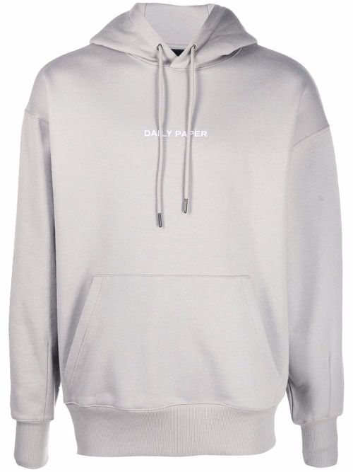 Logo-print cotton hoodie - Grey